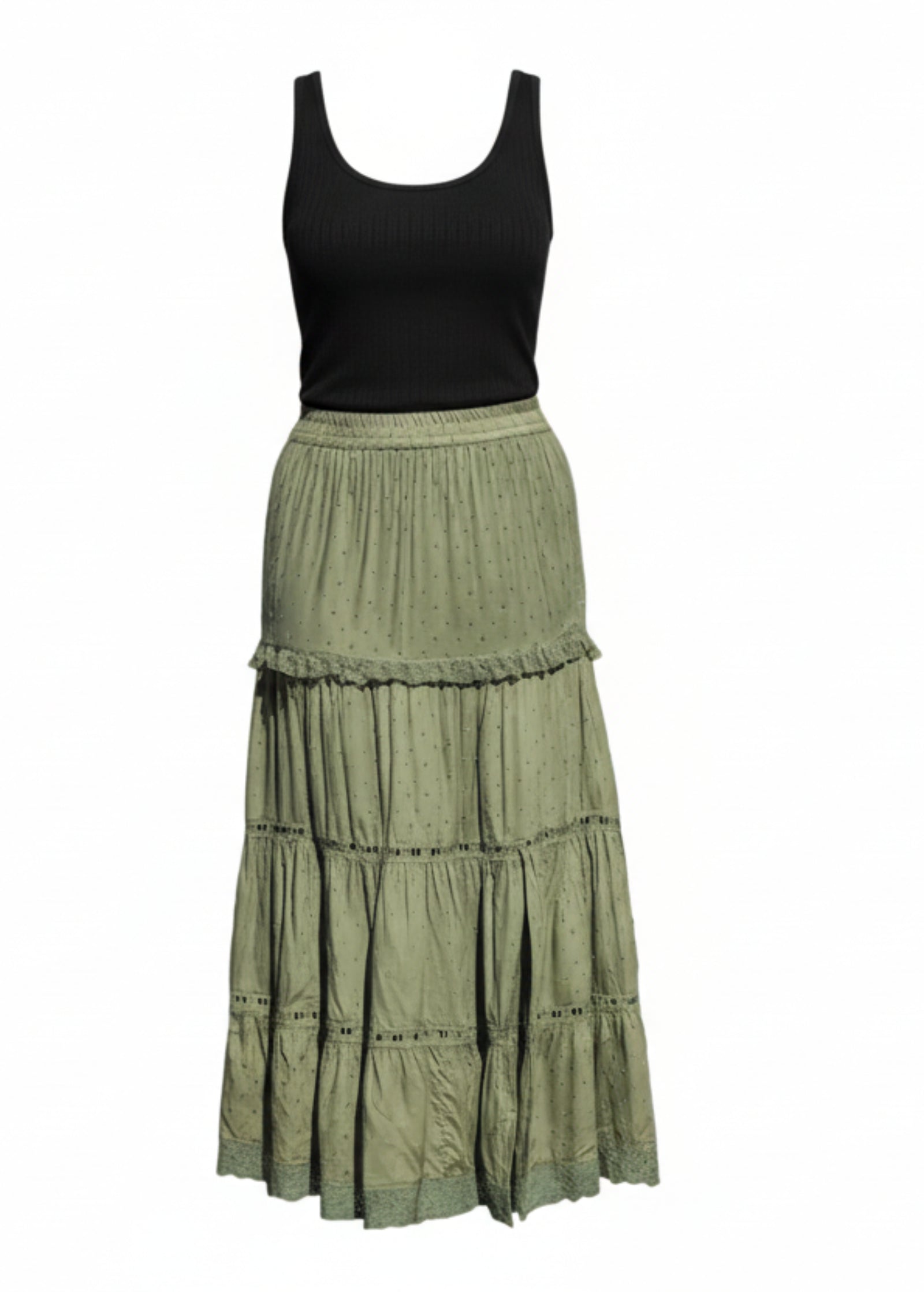 olive eyelet skirt