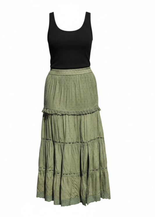 olive eyelet skirt