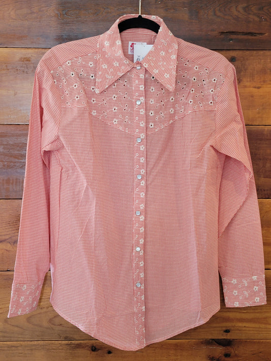 Red Eyelet Snap Shirt