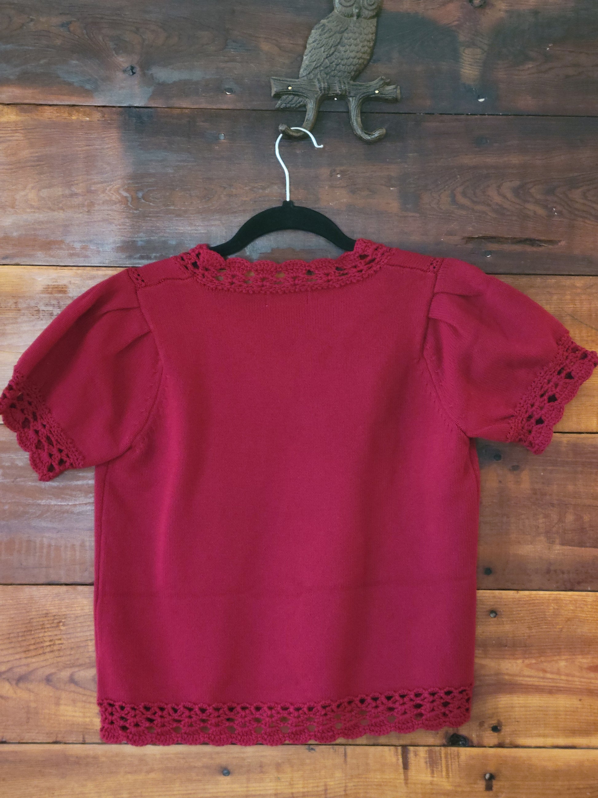 Short Sleeve Scallop Trim Puff Sleeve Sweater - White Owl Creek Boutique