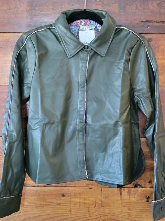 Green Faux Leather Jacket