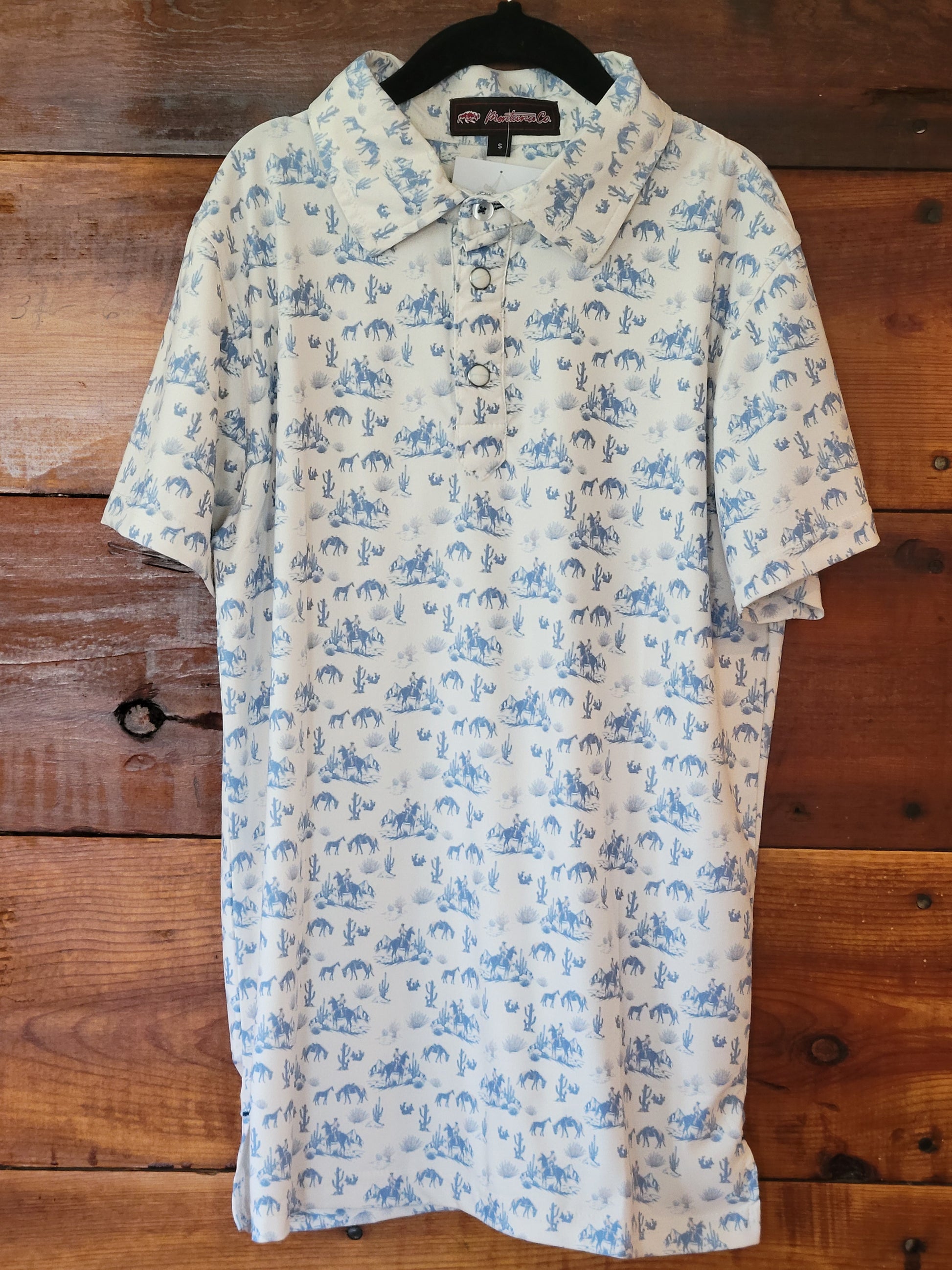 western patterned shirt on a wooden surface