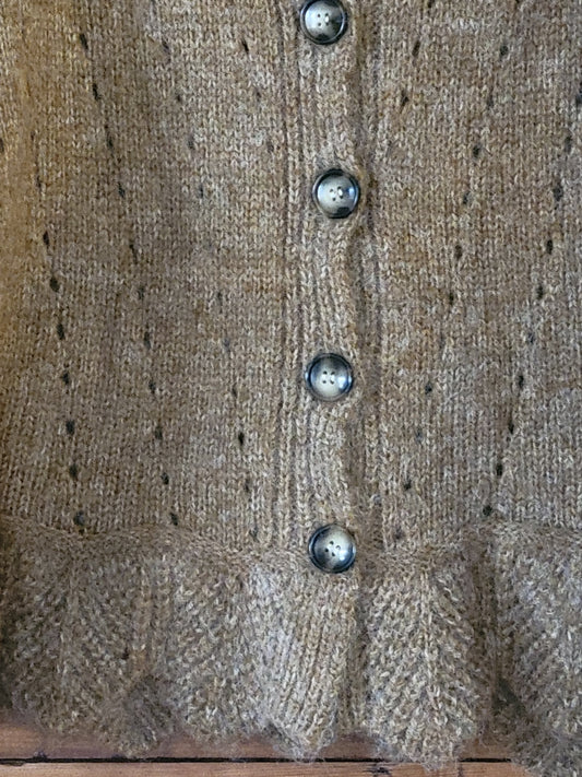 Mocha Scalloped Hem Cardigan