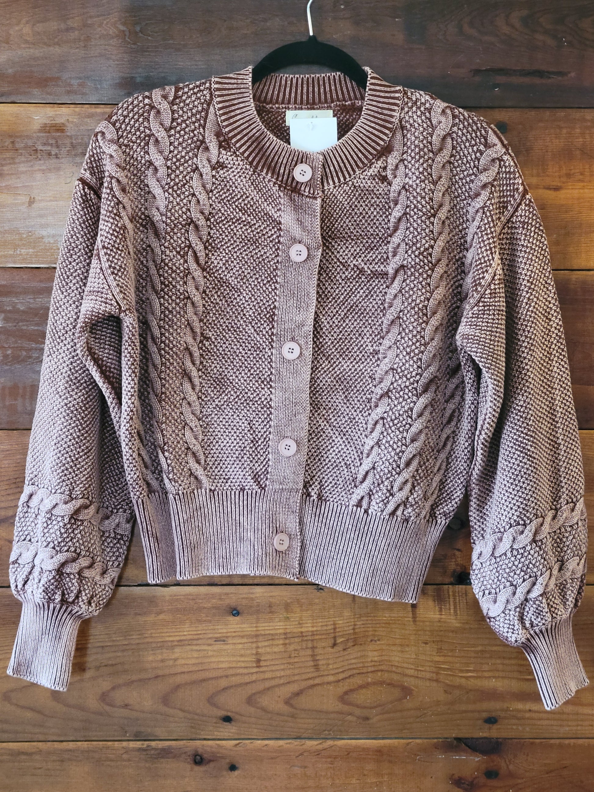 Washed Cable Knit Cardigan - White Owl Creek Boutique
