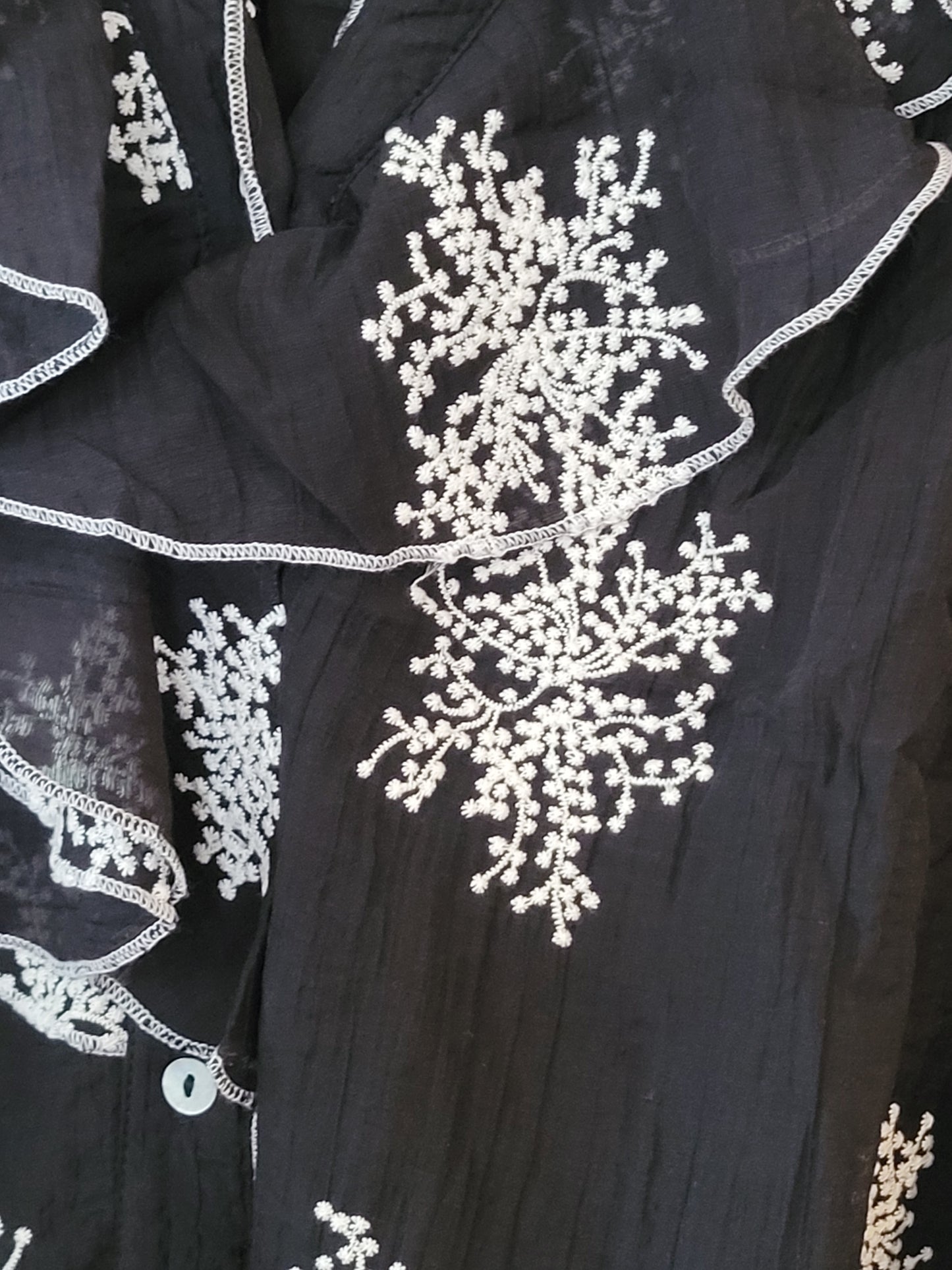 Embroidered Ruffle Blouse