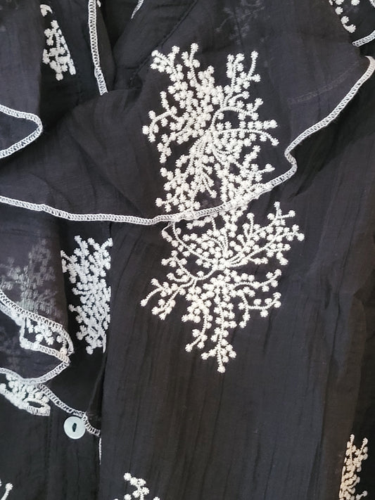 Embroidered Ruffle Blouse