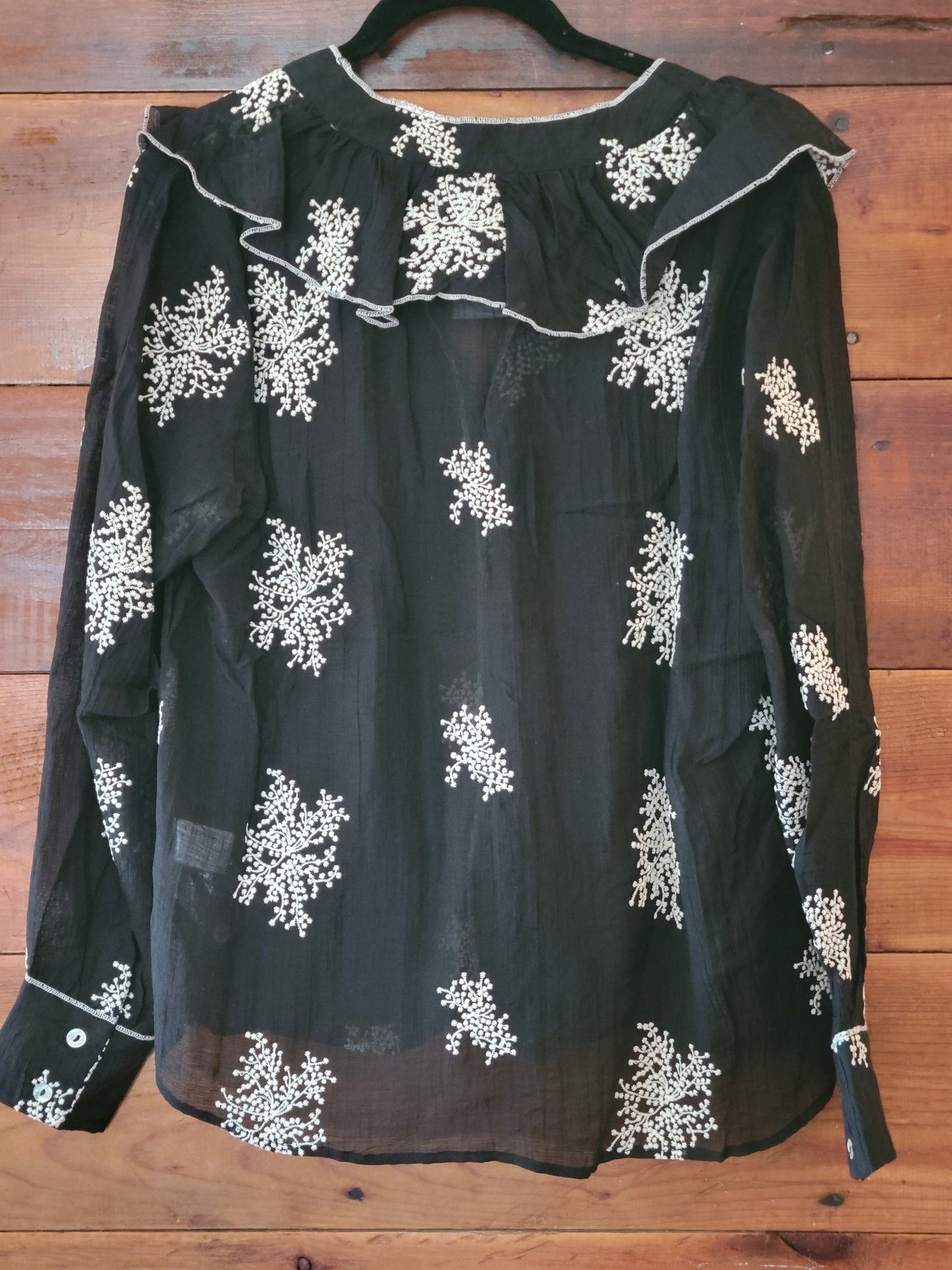 Embroidered Ruffle Blouse