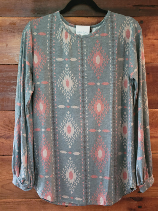 Long Sleeve Aztec Top