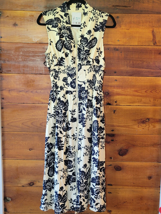 Navy Floral Zip Dress - White Owl Creek Boutique