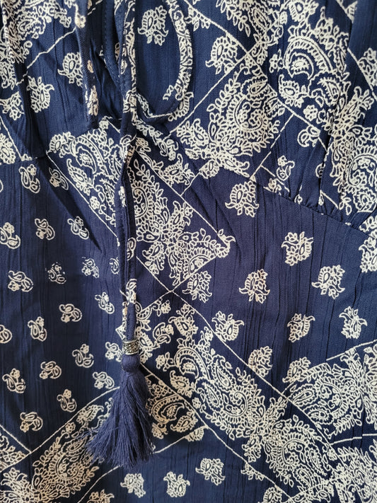 Navy Paisly Top