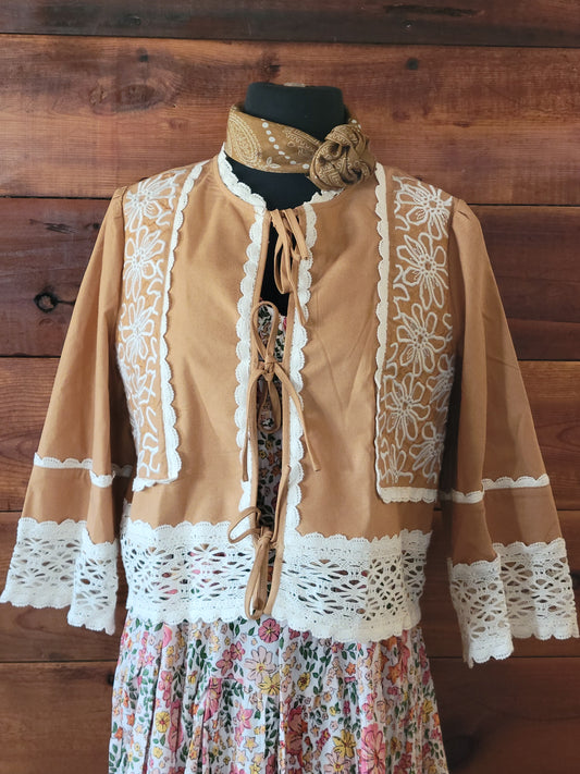 Floral Embroidery Crochet Trim Top