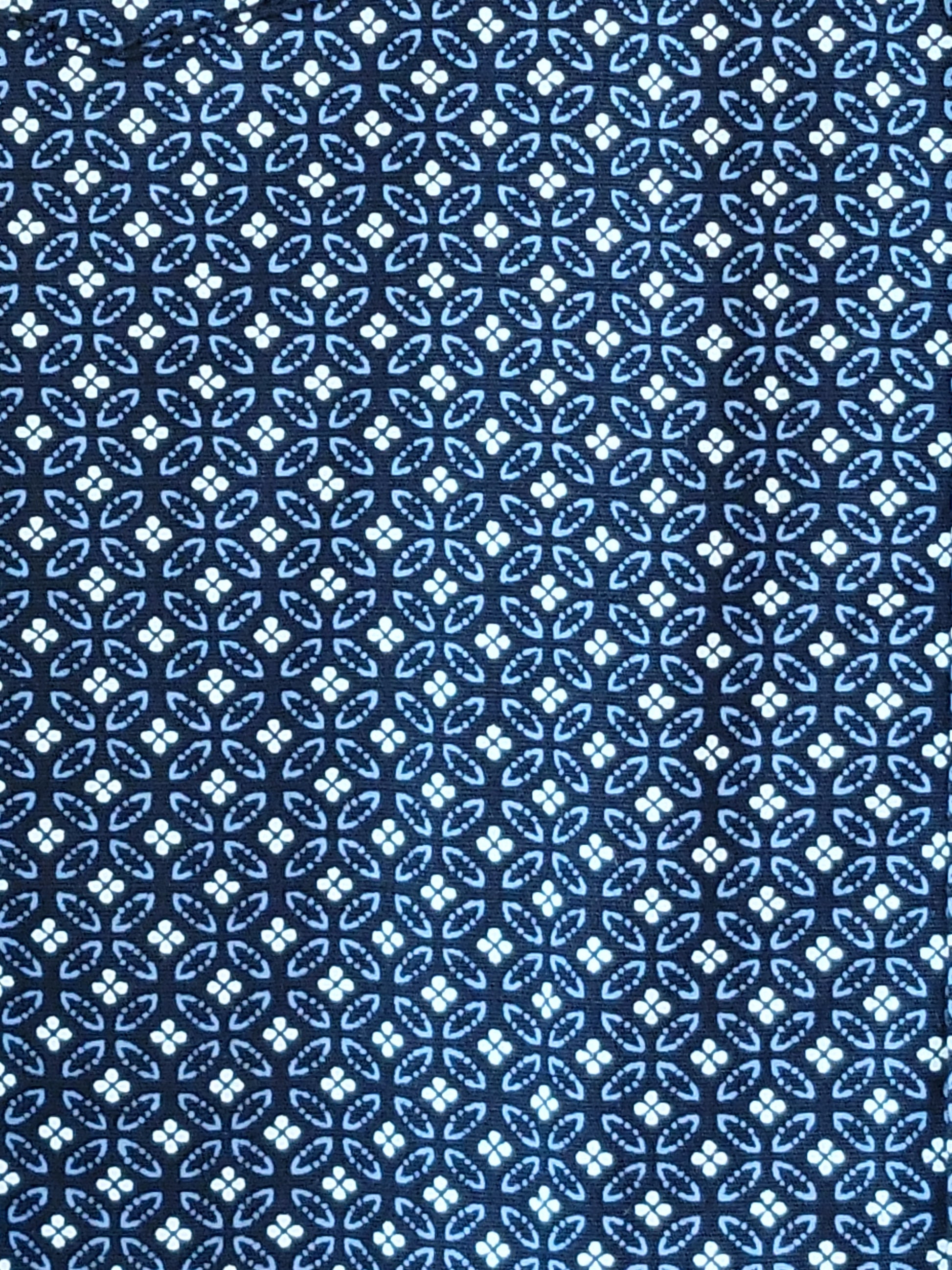 Blue and white geometric patterned fabric texture