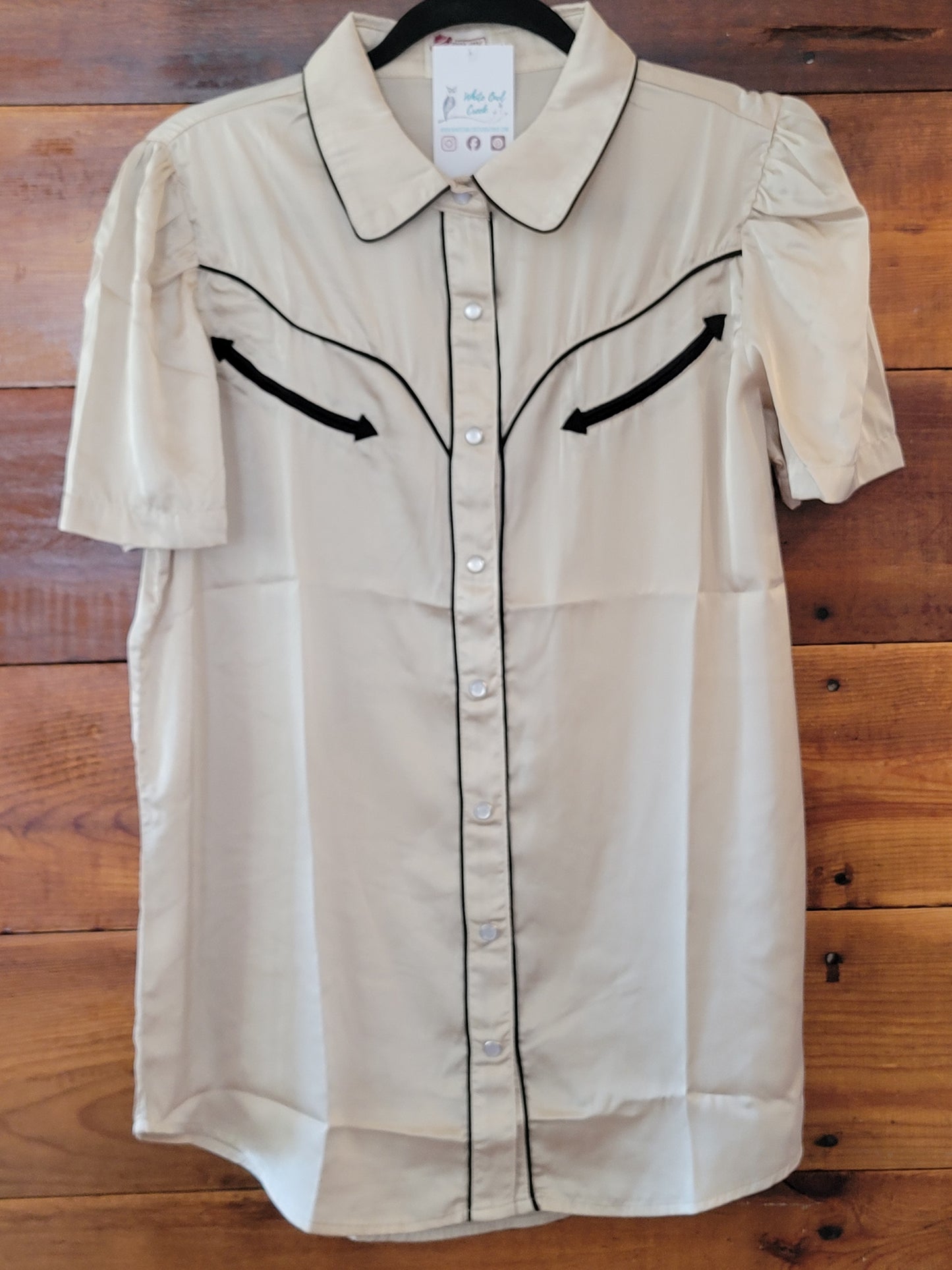 Ivory Satin Snap Shirt
