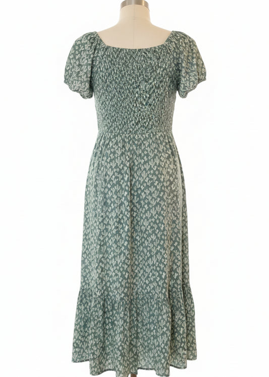 Green Cactus dress on a manniquin
