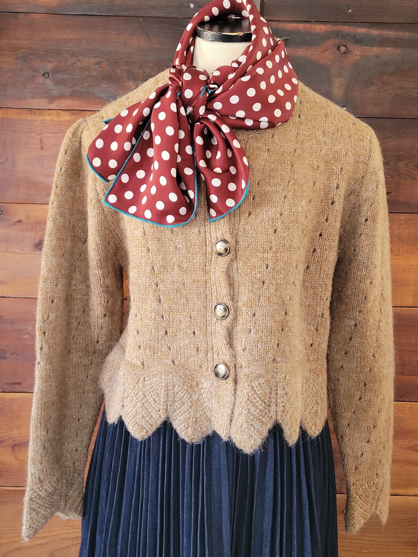 Mocha Scalloped Hem Cardigan - White Owl Creek Boutique