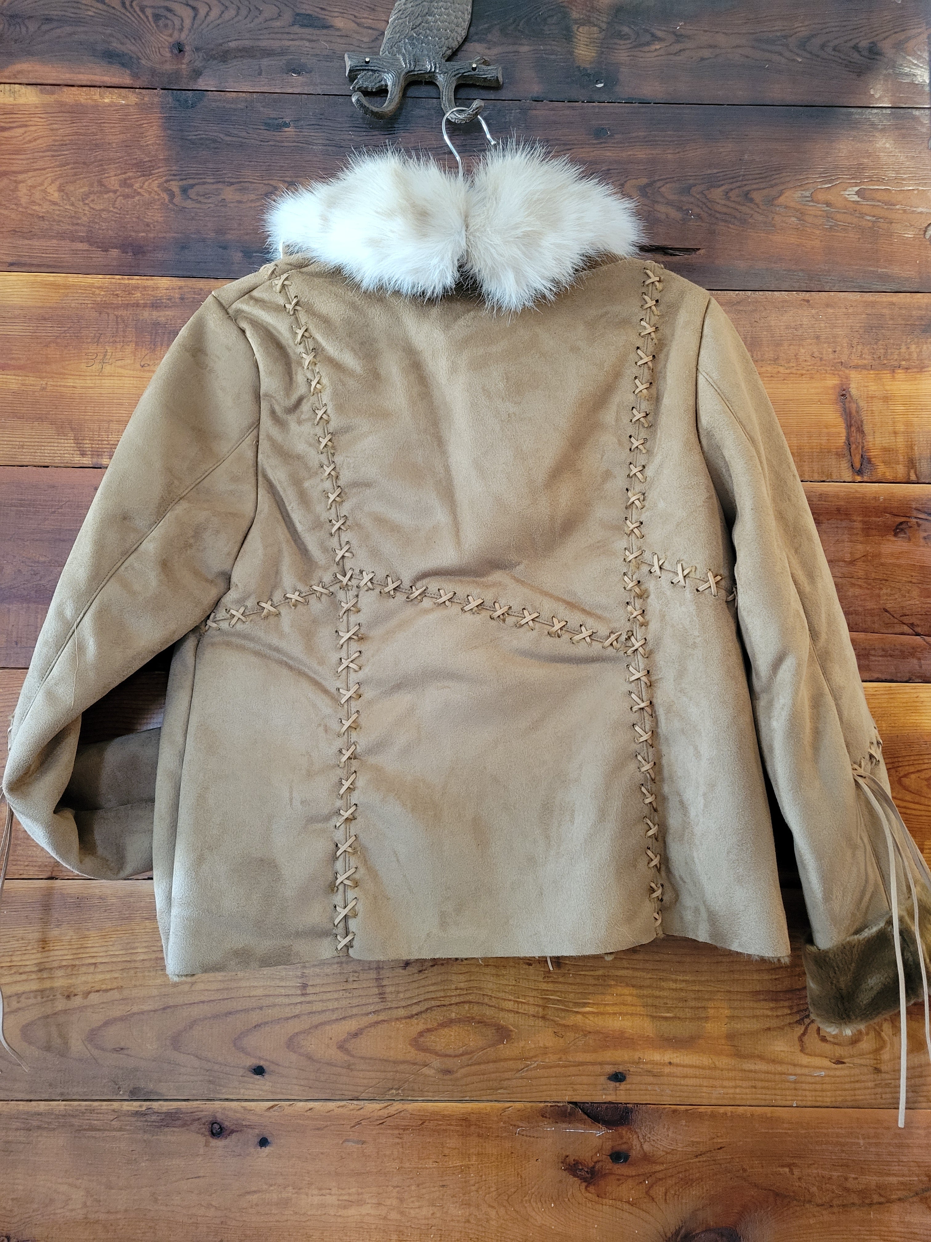 Denny&Dora Men's Wolf Fur Coat Mid-Length Winter Wolf Fur