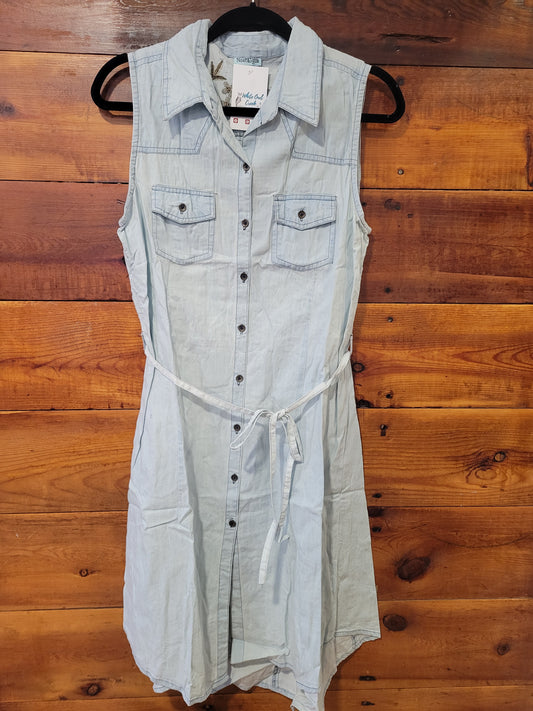 Embroidered Denim Dress