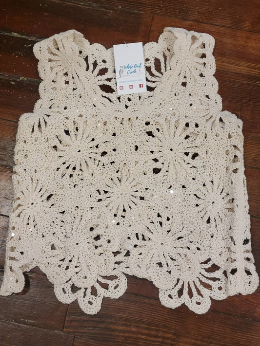 Off White Sequin Vest