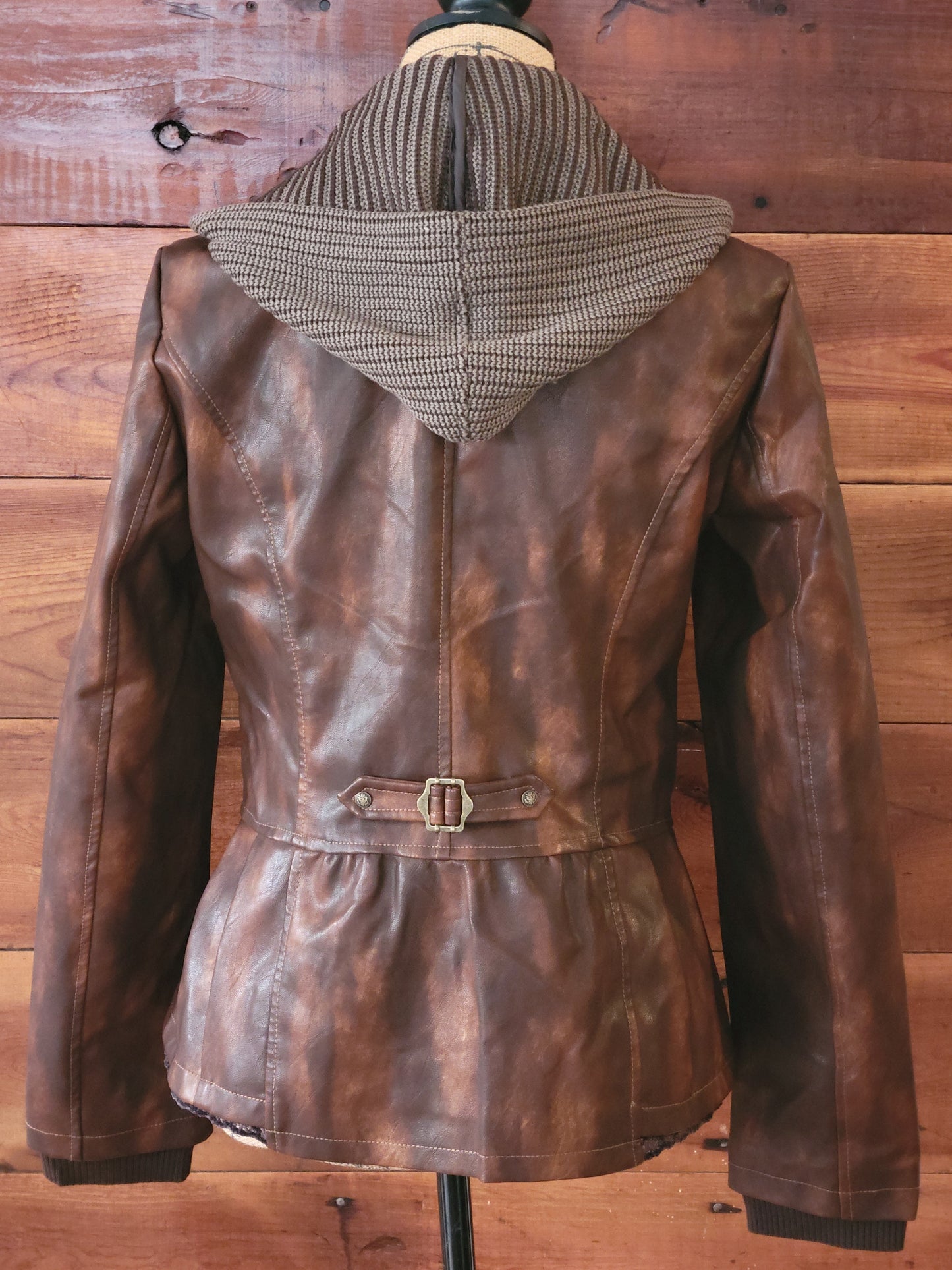 Faux Leather Pleated Jacket
