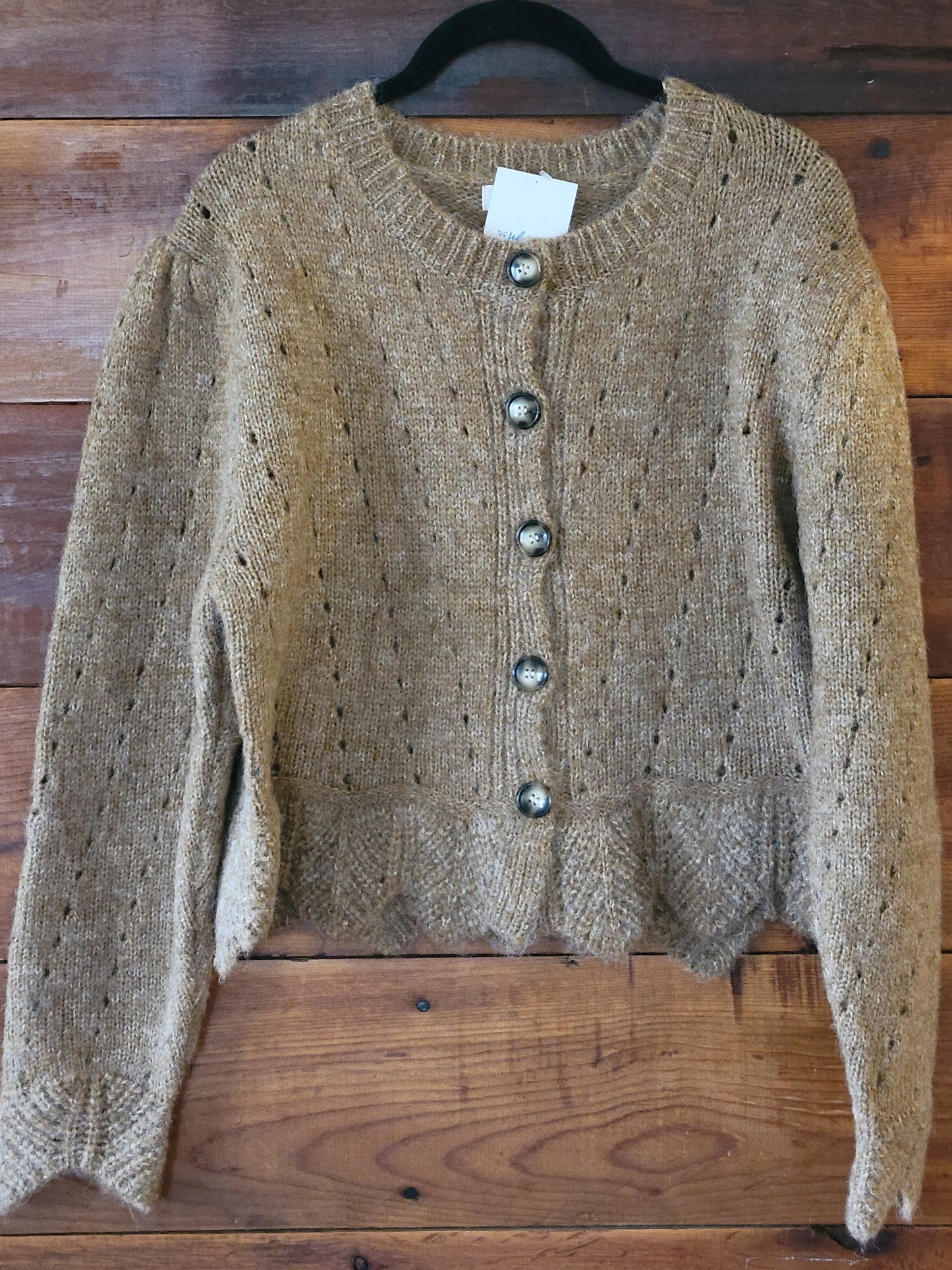 Mocha Scalloped Hem Cardigan - White Owl Creek Boutique