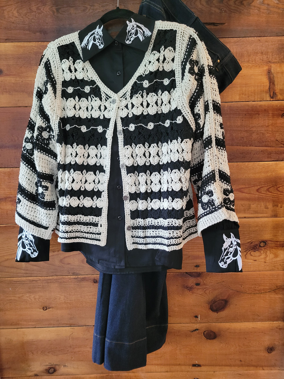 Black Horse Embroidered Blouse