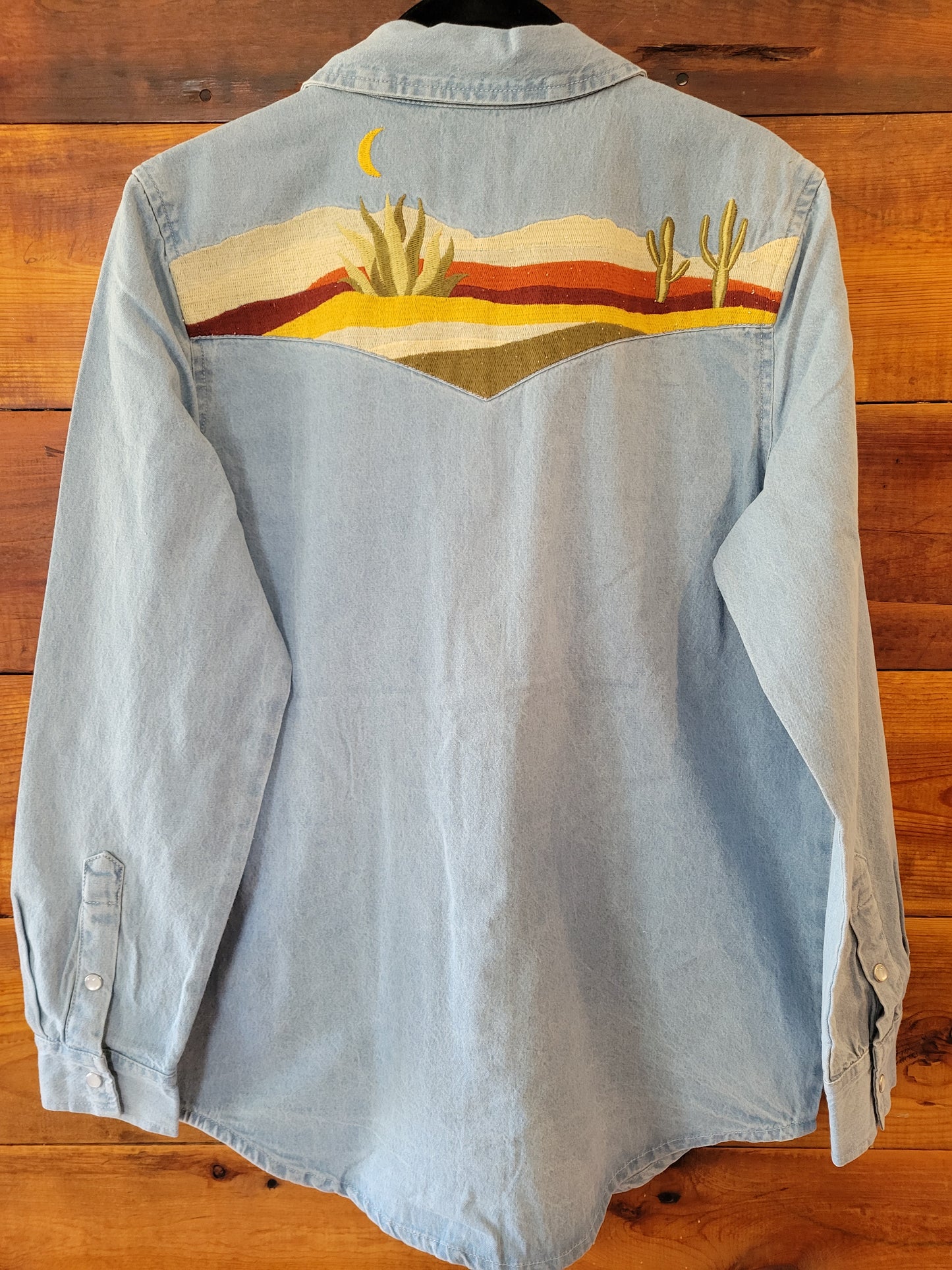 Embroidered Denim Snap