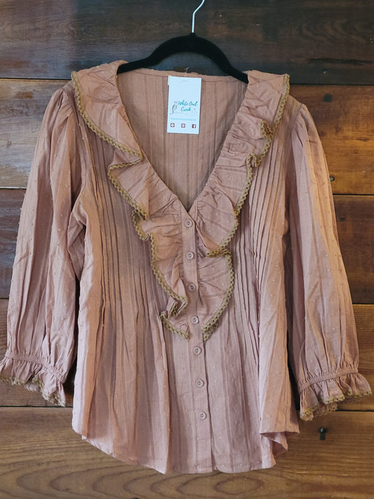 Dusty Peach Blouse - White Owl Creek Boutique