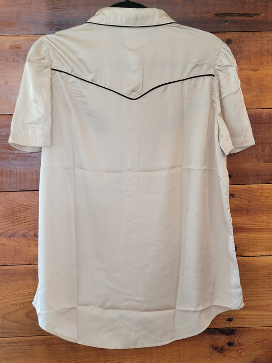Ivory Satin Snap Shirt