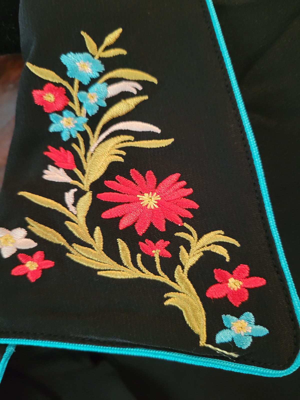 Black Floral Embroidered Blouse