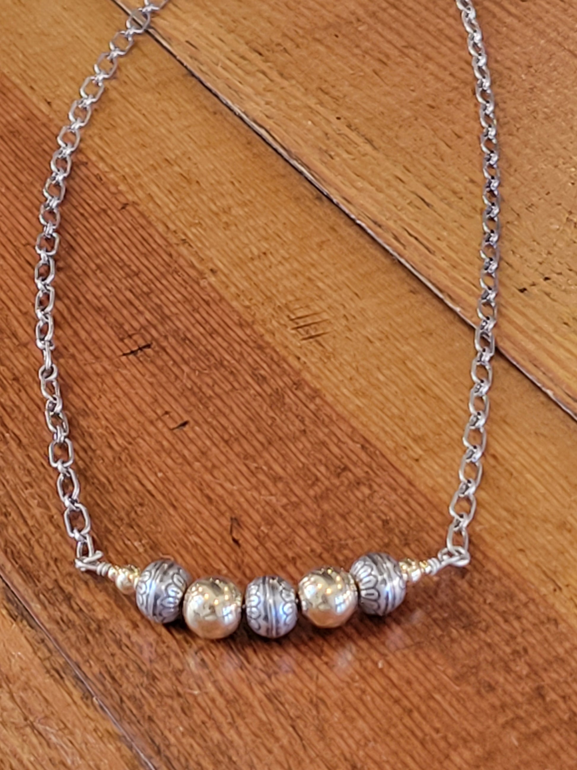 Sterling Silver Gold Bead NK - White Owl Creek Boutique