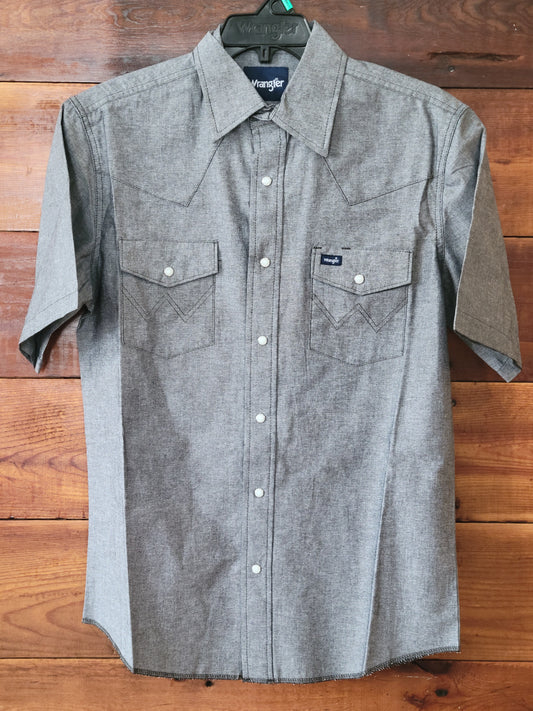 Wrangler® Western Chambray Short Sleeve Workshirt - White Owl Creek Boutique