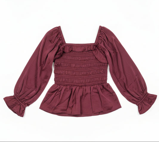 Wine Ruffle Top