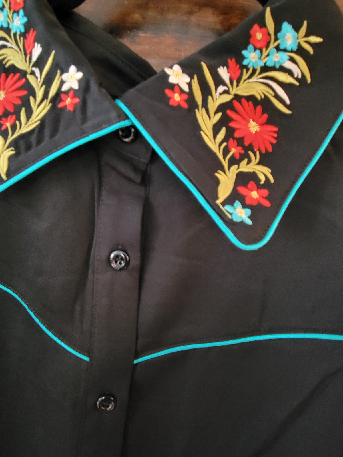 Black Floral Embroidered Blouse