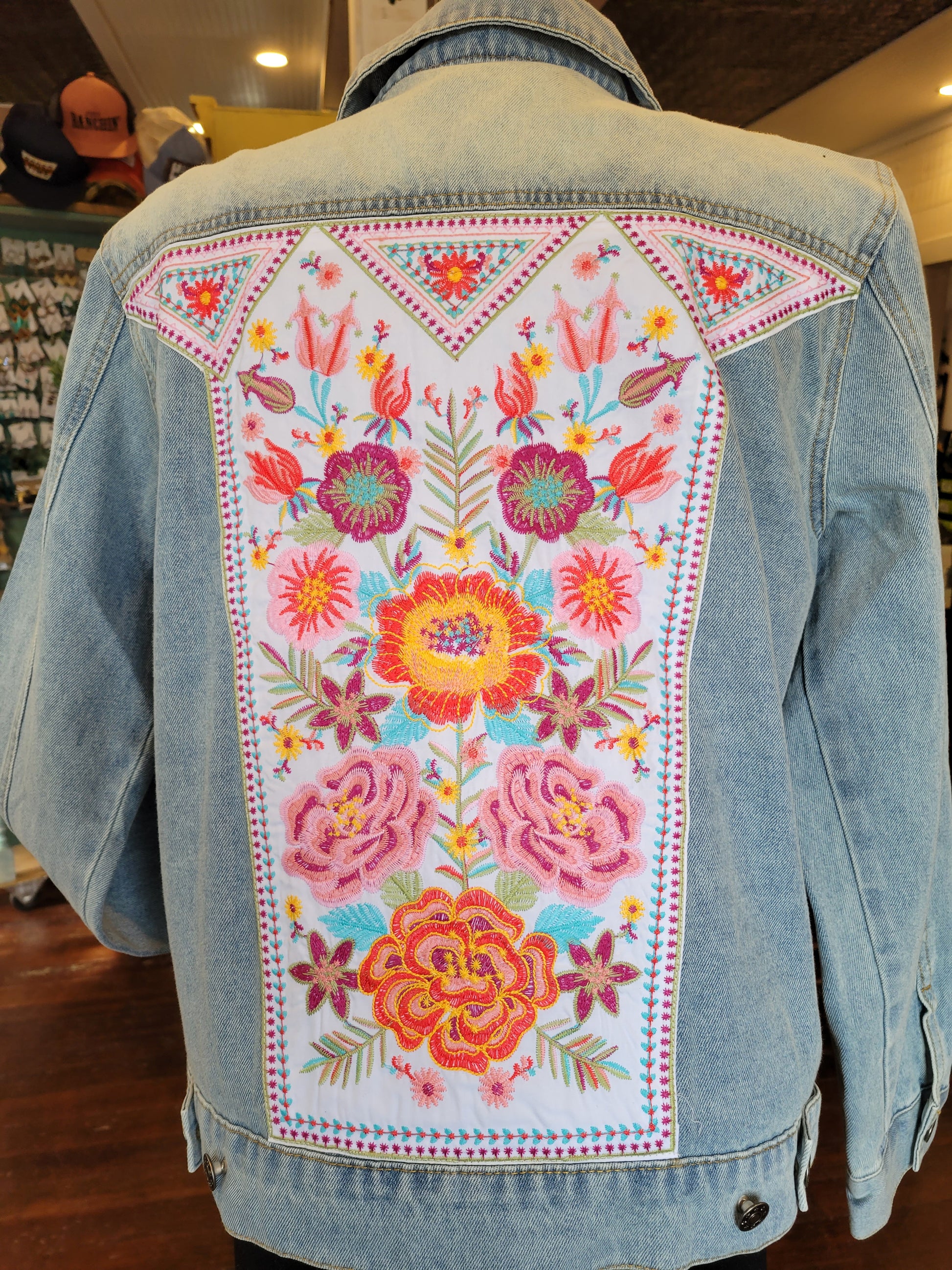 Embroidered Light Denim Jacket - White Owl Creek Boutique