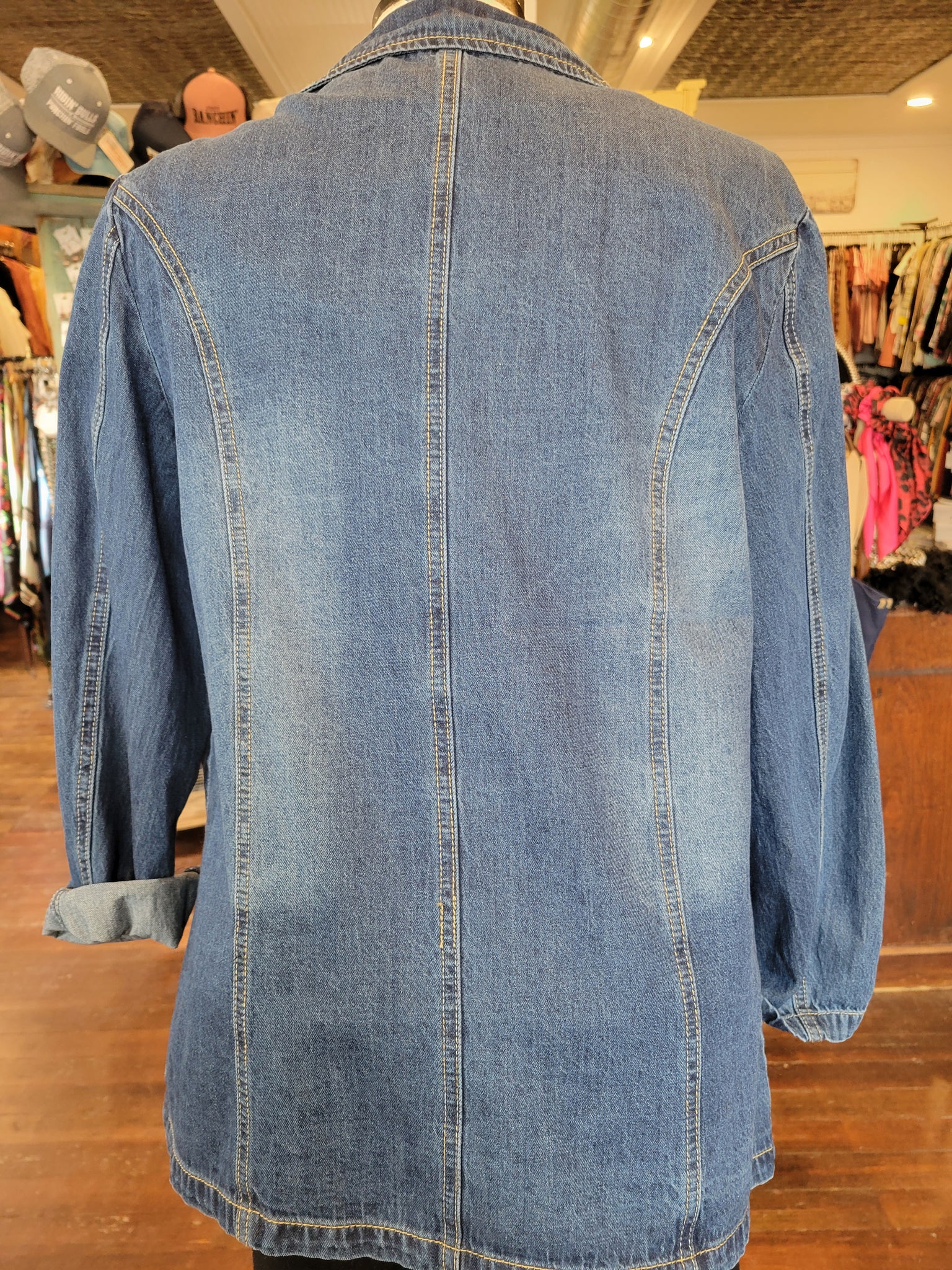 Fitted Denim Blazer - White Owl Creek Boutique