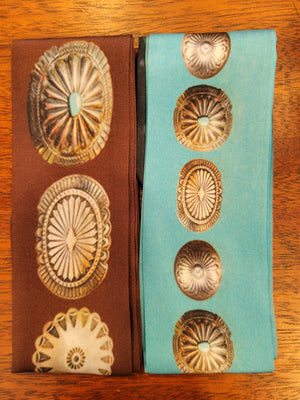 Big Concho Twilly in Brown and Kingman Twilly in Turquoise are a few favorites in the Fringe Collection.