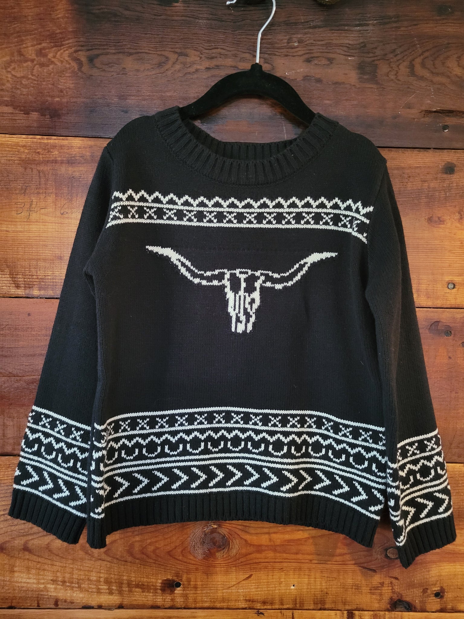 Kid's Black Longhorn Sweater