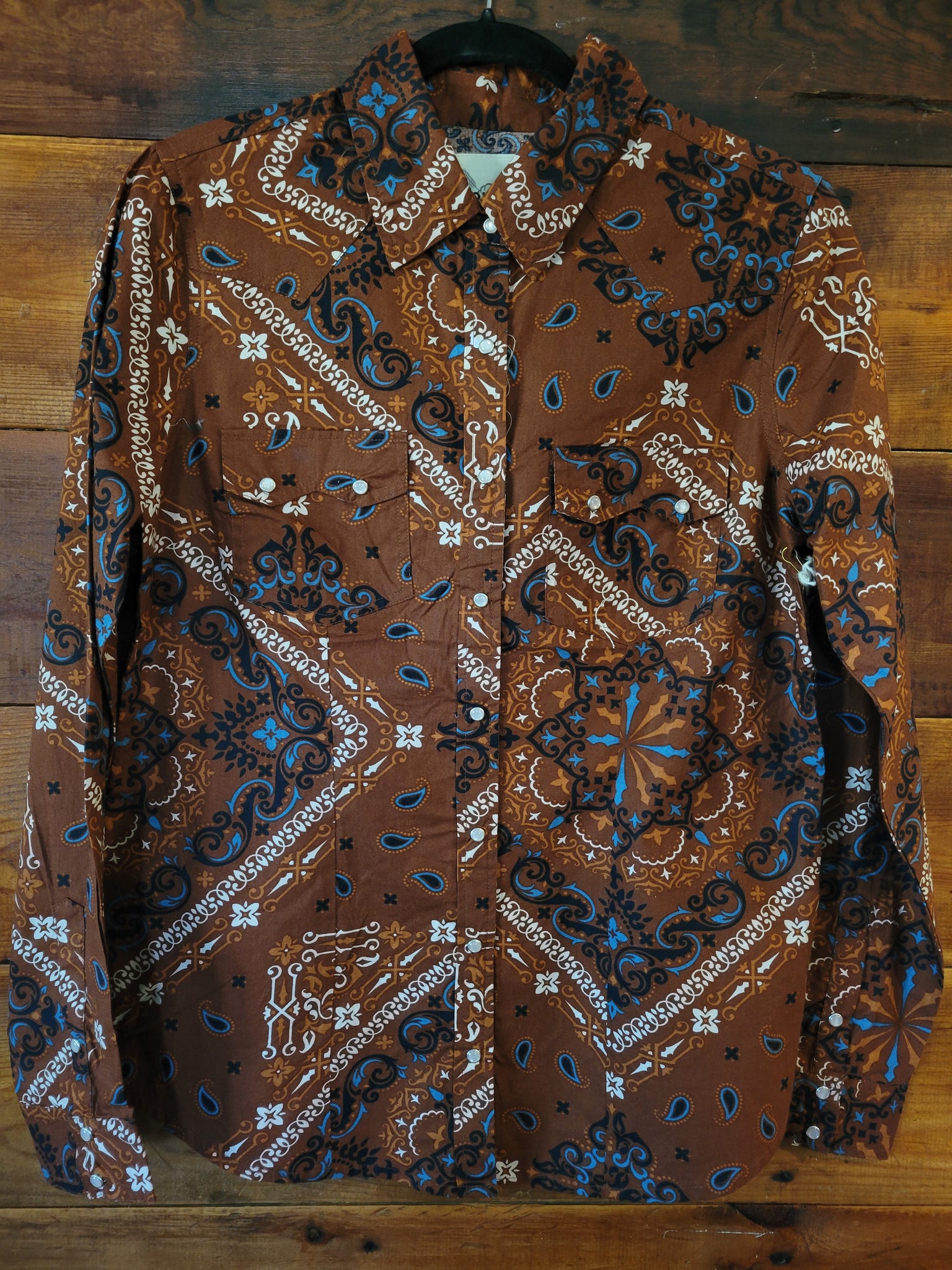Brown Bandana western snap shirt