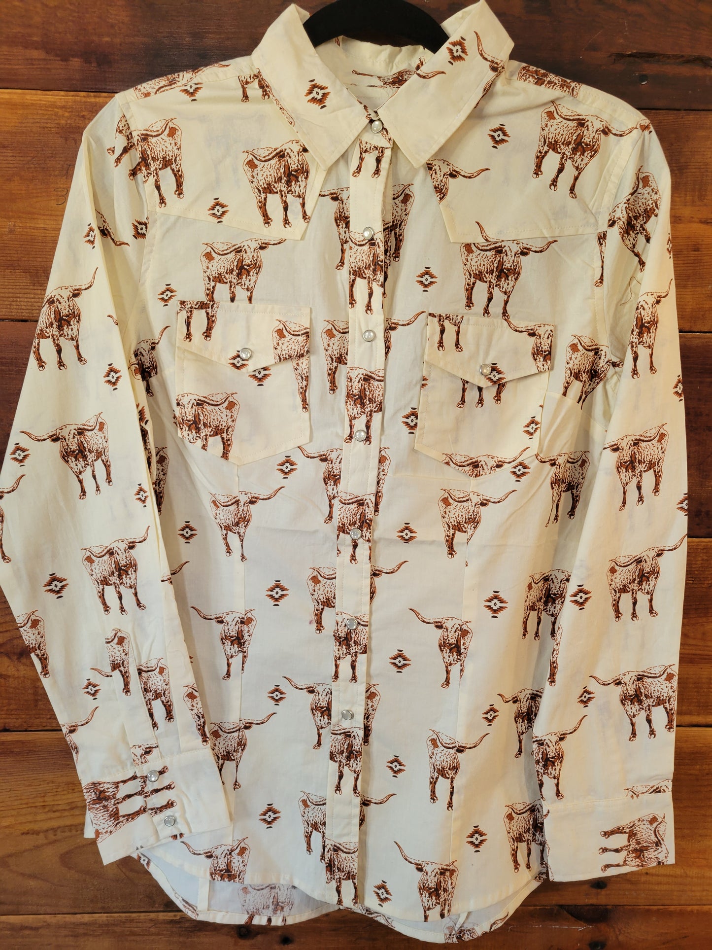Ivory Western Longhorn Snap Shirt