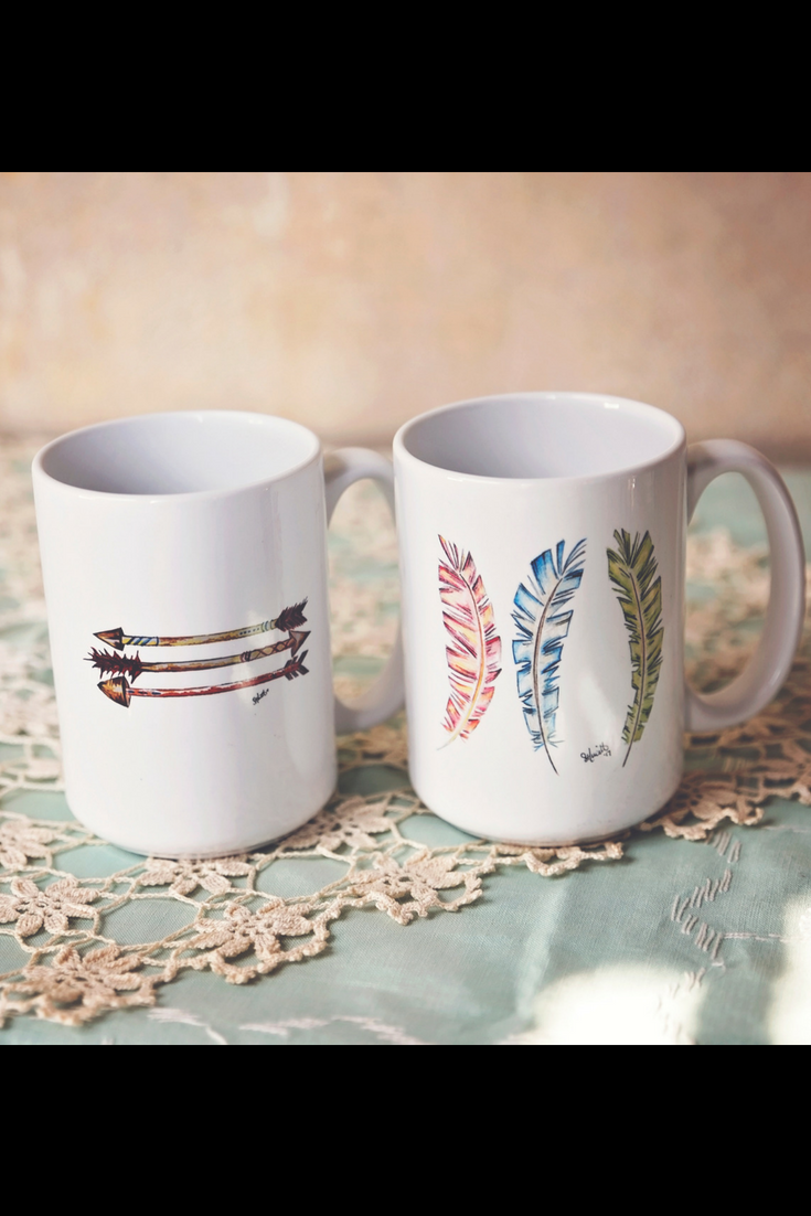 Arrows and Feathers Mugs - White Owl Creek Boutique