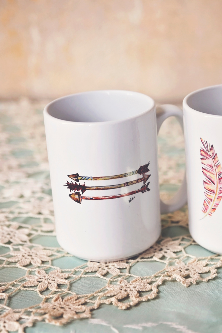 Arrows and Feathers Mugs - White Owl Creek Boutique